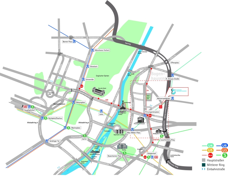 Anfahrtskizze Bayerische Landesärztekammer Innenstadt